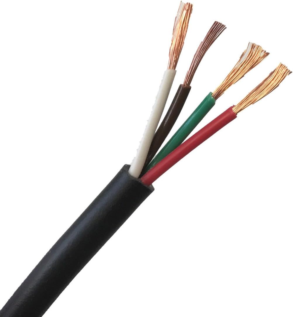 12V 24V AUTOMOTIVE 2/3/4/5/7 CORE THINWALL RED/BLACK CAR CABLE WIRE ROUND/FLAT (Round 4 Core 0.75mm² 14Amps, 20 Metres)