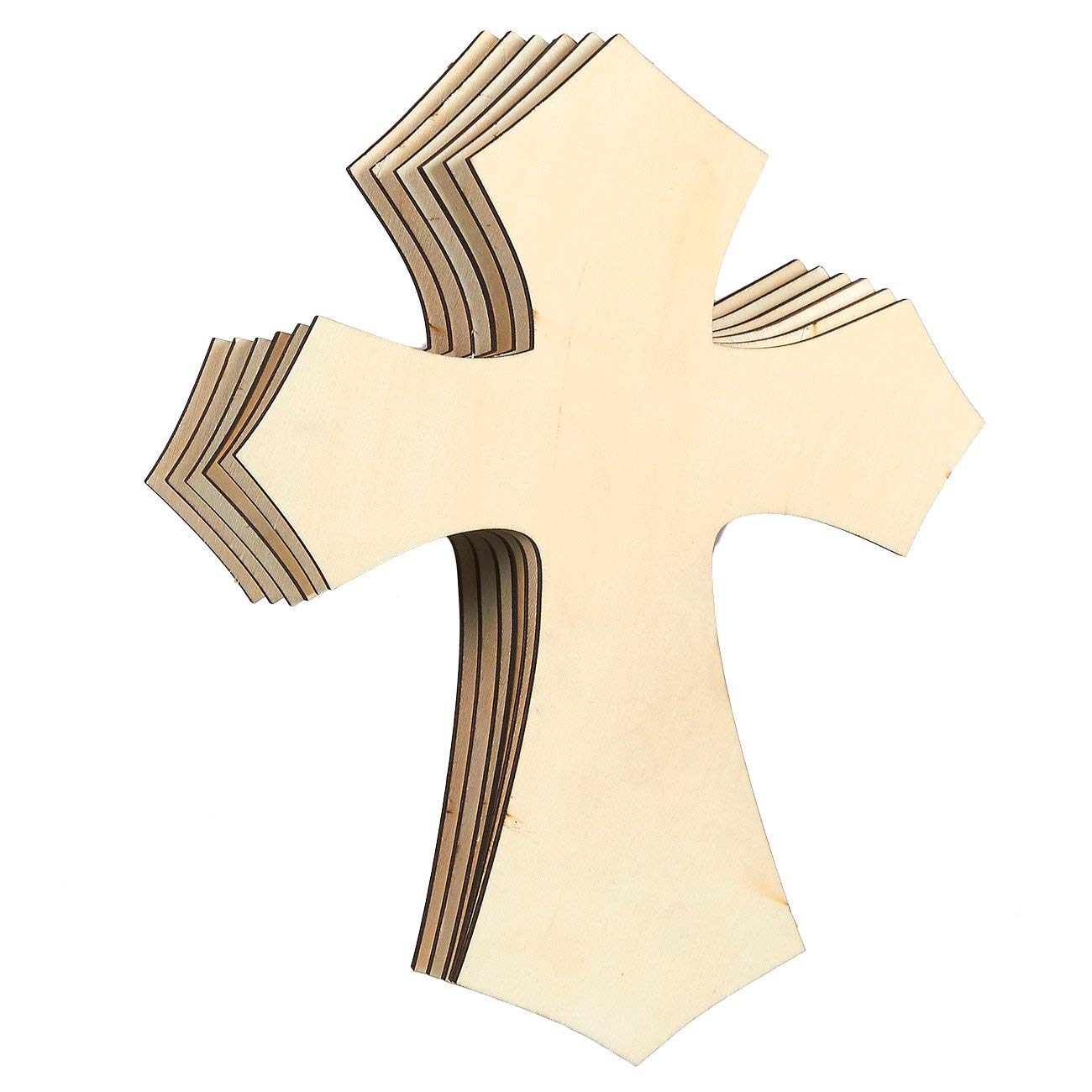 JuvaleUnfinished Wood Cutout - Cross Shaped Wood Pieces for Wooden Craft DIY Projects, Sunday School, Church, Home Decoration, 11.8 x 8.8 x 0.188 inches, 6-Pack - Wooden Cross