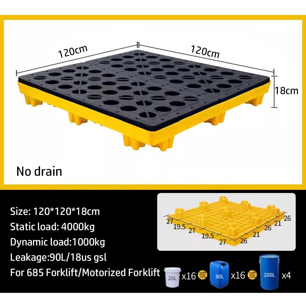 ModuSpill Paleta zatrzymująca do magazynów przemysłowych, platforma kontroli rozlania, 17 szt. (120 x 120 x 18 cm) do bezpiecznego przechowywania chemikaliów i ochrony środowiska