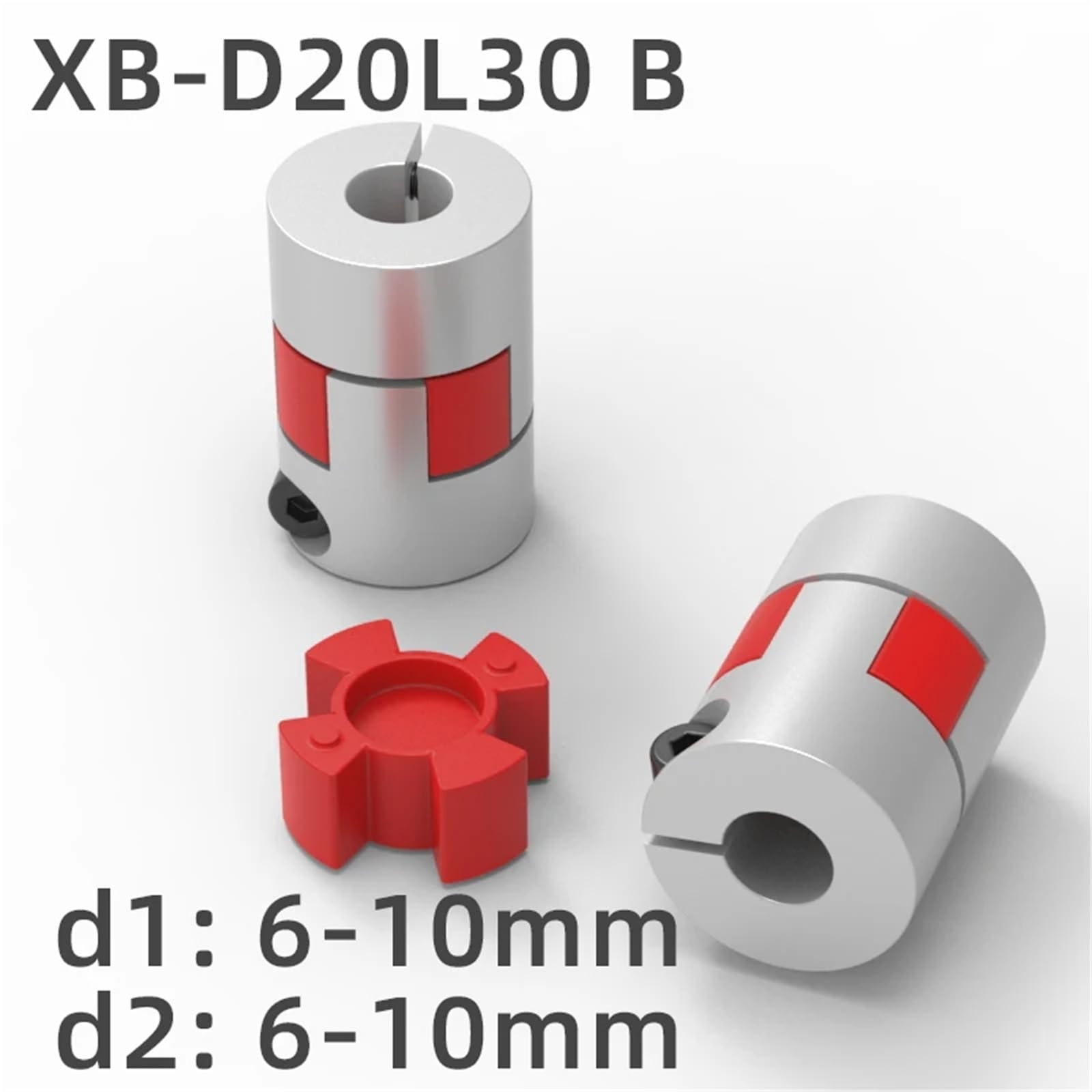 Coupleur à deux mâchoires XB D20L30 B, connecteur de moteur d'accouplement d'arbre flexible en aluminium prune 4/5/6/6,35/8 mm, 1 pièce(6.35mm to 9mm)
