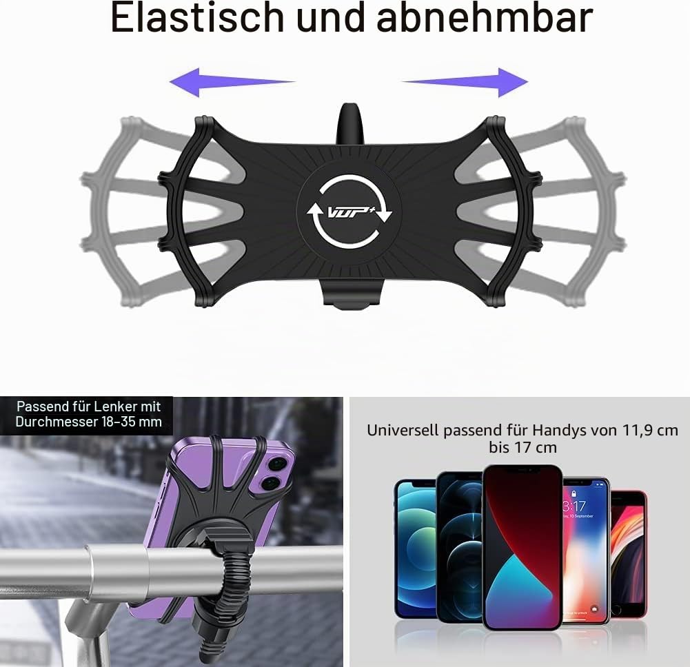 Handyhalterung Fahrrad,abnehmbar 360°verstellbare Fahrrad Handy halterung, universal Motorrad Handyhalterung für Allen Handy,Full Screen freundliche Handyhalter für Rennrad MTB Motorrad Kinderwagen Elektronik & Foto