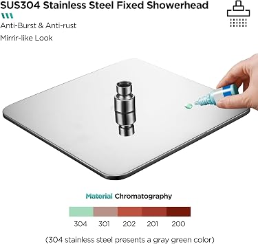 Square Rainfall Shower Head 9.8-Inch Large Overhead Fixed Rain Showerhead Full Body Coverage Stainless Steel Shower Head with Adjustable Swivel Ball Joint | G1/2 Universal Fitting | Polished Chrome