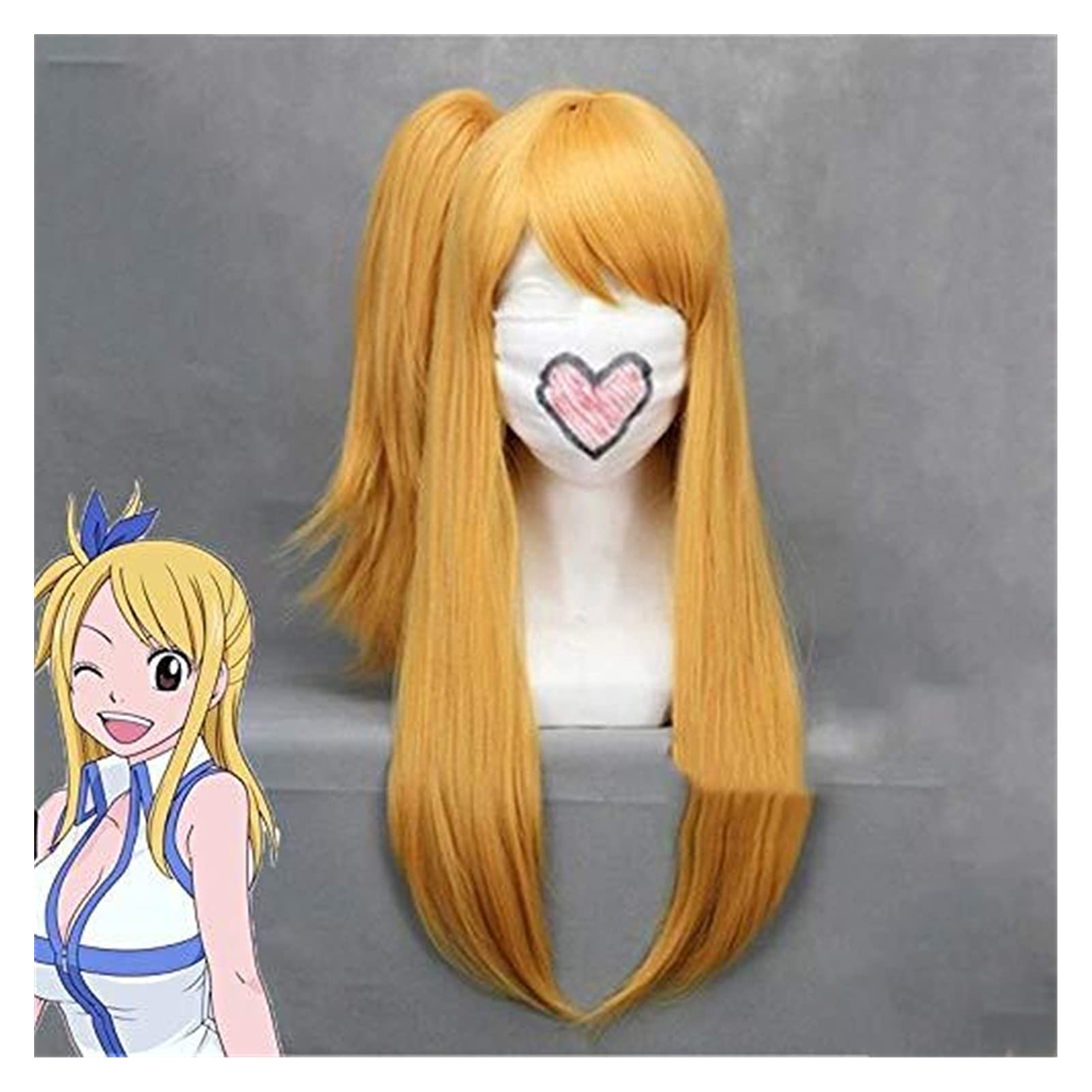Amazon Com Prtoyo Fairy Tail Lucy Heartfilia Wigs Cosplay Costume Orange Long High Temperature Fiber Synthetic Hair Wig With Ponytails Perucas Xs Size Xs Home Kitchen