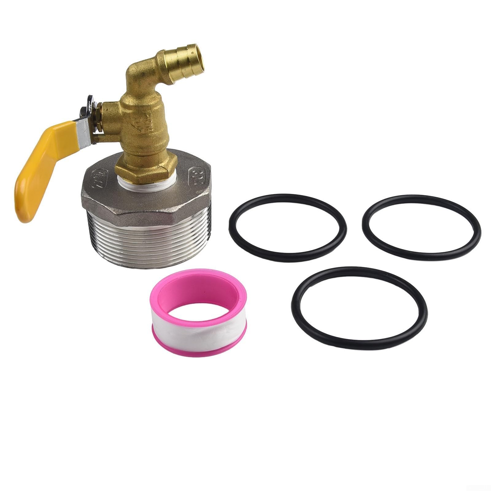 HaloModora Stainless Steel DN50 Ton-Barrel Replacement Outlet Tap with Copper Core and 3 O-Seals for Oil or Water, Fits 200L Drums