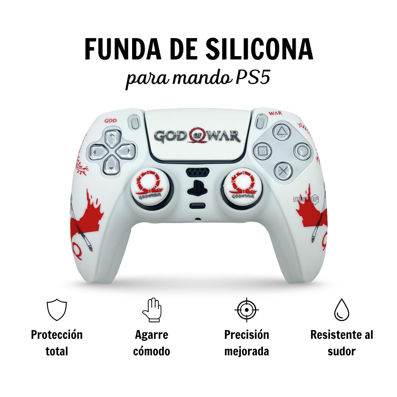 MME Schutzhülle kompatibel mit PS5-Fernbedienung, weiches und bequemes Silikon, verbessert den Griff, Zubehör für Play 5 Controller, Zubehör kompatibel mit Original-Fernbedienung Play 5 (God of War)