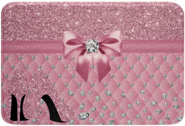 Alfombras de baño con purpurina (sin purpurina sin lentejuelas), tapetes de baño de color rosa pastel para baño, alfombras de baño de tacón alto,