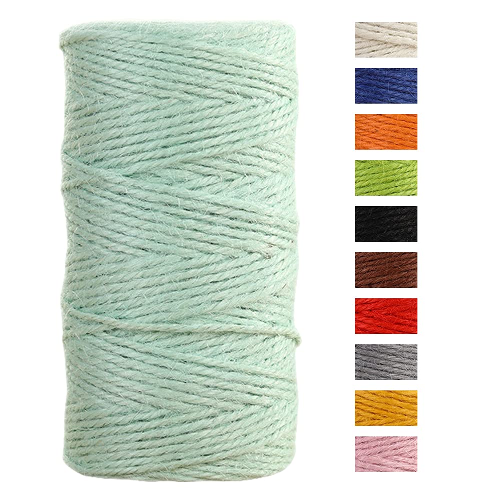 Jeogyong Blue Jute Twine String 2Mm X 100M Natural Coloured Jute String 3-Ply Garden Twine Kitchen Cord Thick Rope For Decoration Floristry, Diy Arts & Crafts, Bundling, Wrapping (Water )