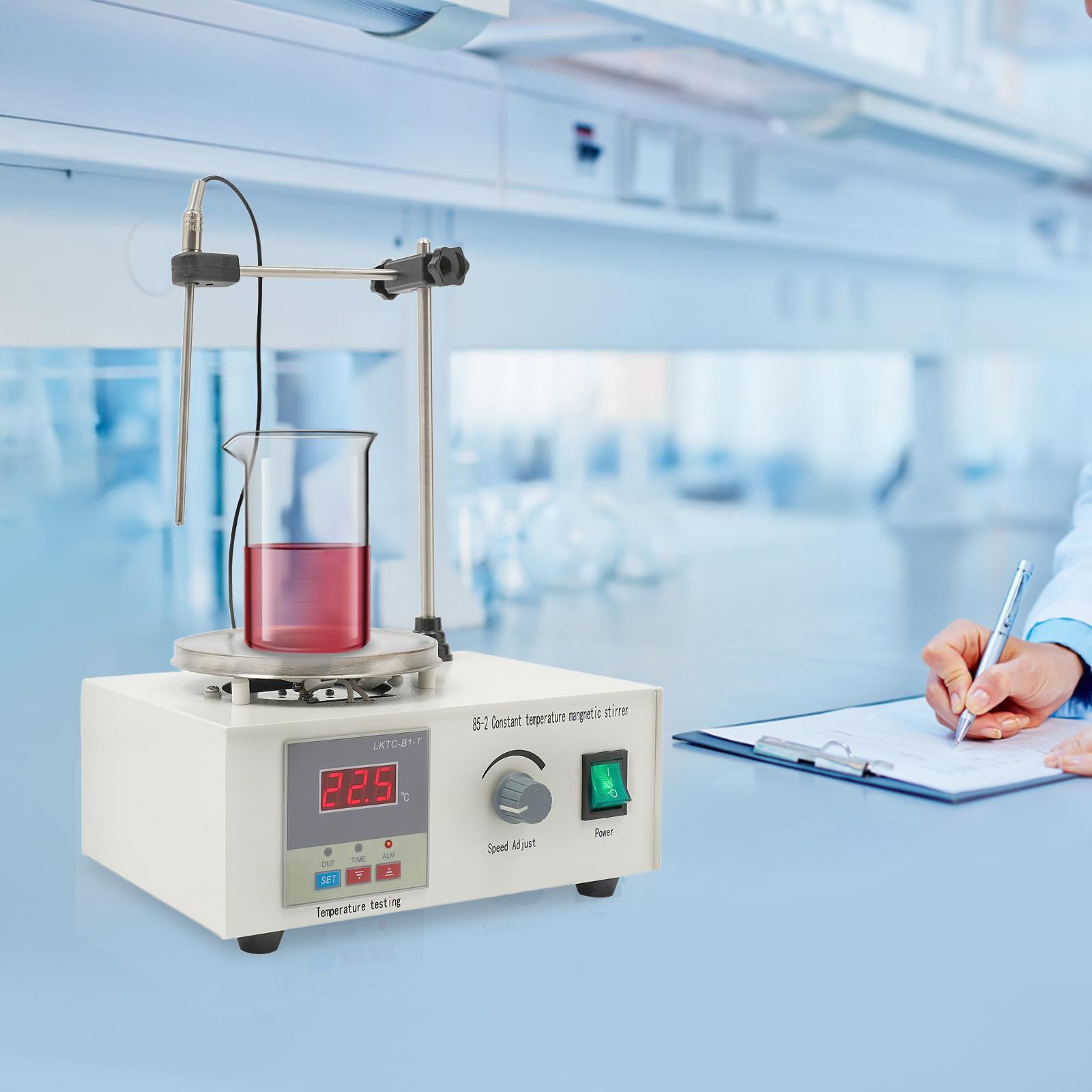 Cyfrowe mieszadło magnetyczne z płytą grzejną i wskaźnikiem temperatury, laboratoryjne mieszadło magnetyczne z regulacją prędkości, do 2000 ml, precyzyjne mieszadło do laboratoriów