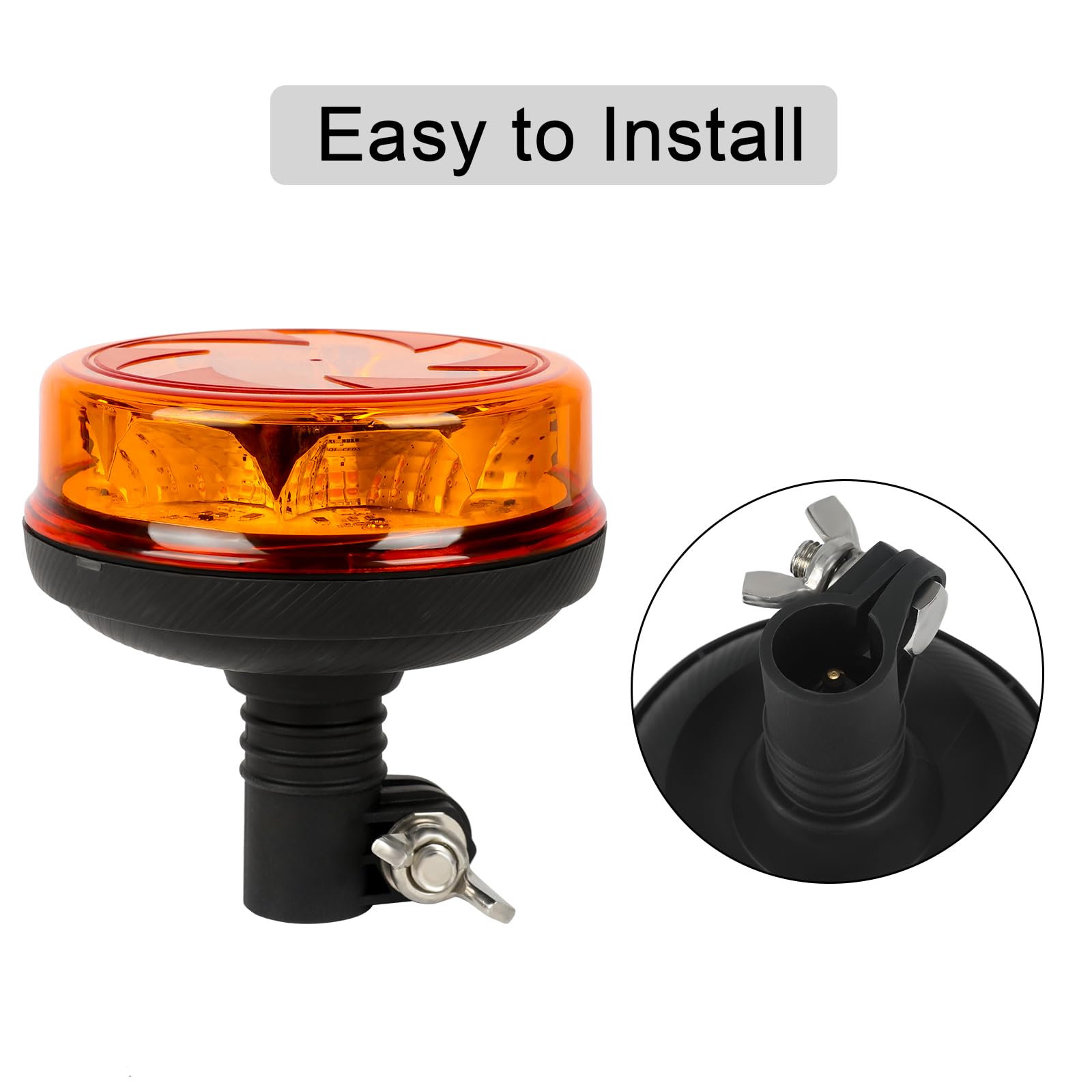 AOHEWEI Gyrophare d'avertissement LED Ambre, 4 clignotants 2 motifs rotatifs 12/24 V 16 pièces Lampe stroboscopique LED pour machines agricoles Véhicule utilitaire Bus scolaire Tracteur Pelles Camion