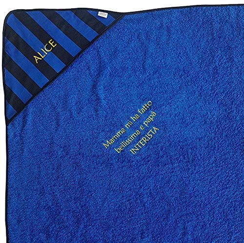 Telo bagno in spugna a RIGHE NERO e AZZURRO