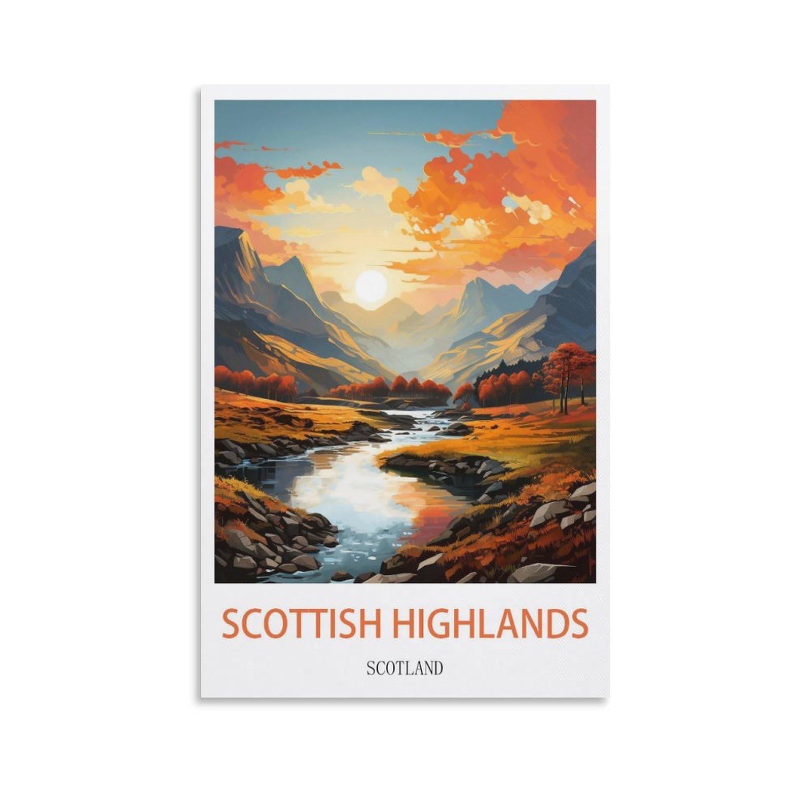 Naegv C498 Paint By Numbers Kits Scottish Highlands Scotland Travel Poster Arts And Crafts For Beginner, Paint By Numbers Acrylic Pigment Drawing Paintwork Wall Art 40X50cm