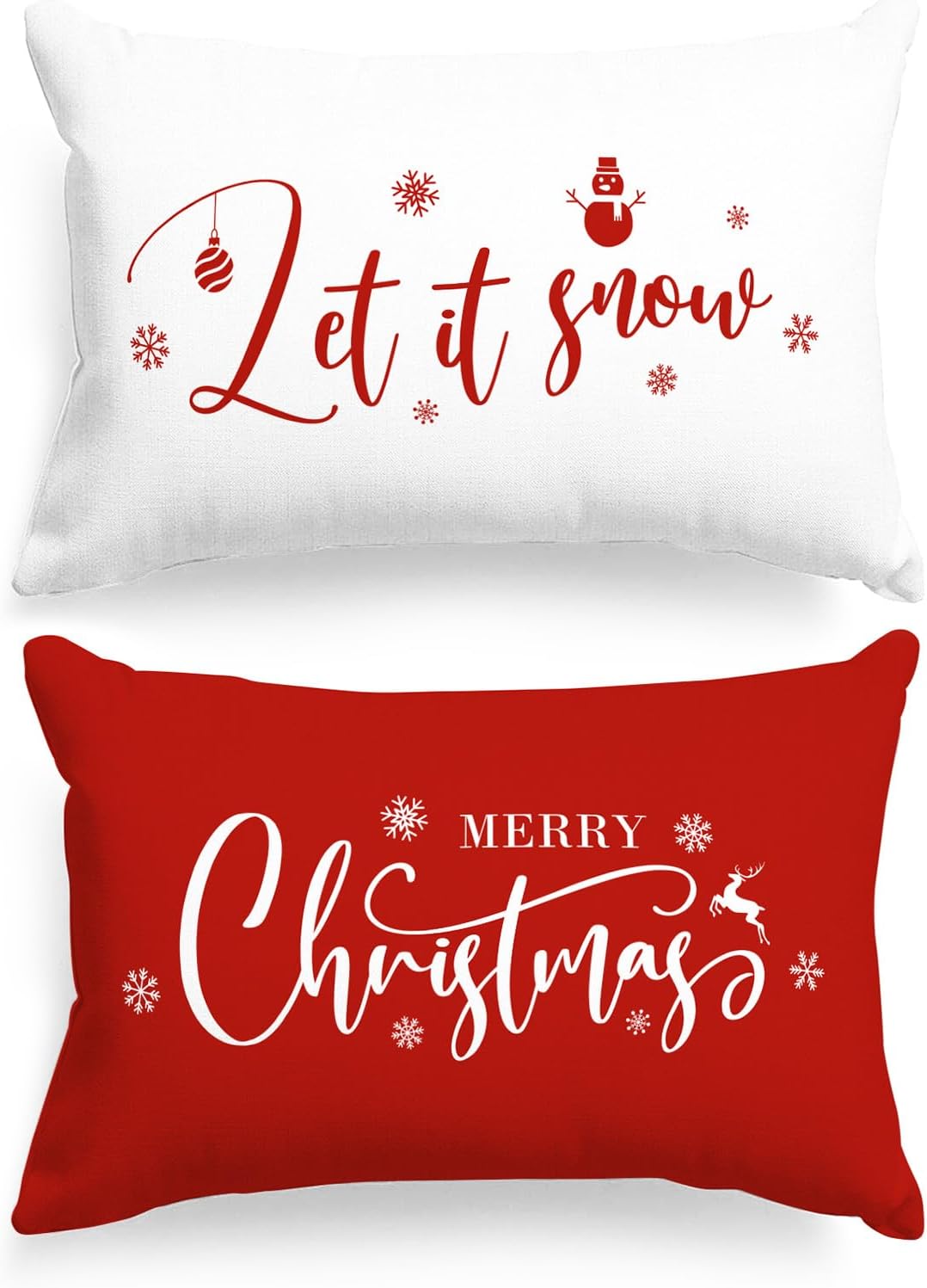 Lanpn Christmas Standard Pillowcase 20x26 Set of 2, Red Christmas Snowflake Decorative Lumbar Pillow Cases 20 x 26 Long Rectangle Standard Shams Throw Bed Pillow Covers Xmas Cushion Cover 2 Pack Style a 26" x 20" (Pack of 2)