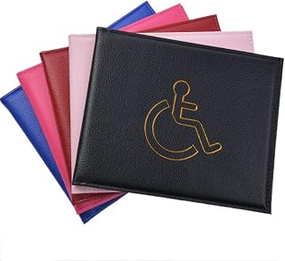 Vicloon Disabled Tray and Timer Holder, PU Leather Disabled Badge Holder Wallet Cover, Blue Tray Timer Holder Cover Hologram Safe Disabled Badge Holder (Black)