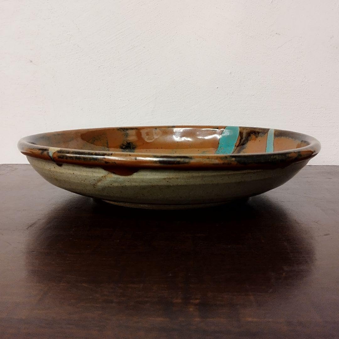 Amazon.co.jp: 益子焼 柿釉青流描大鉢 大皿 直径 約30cm 高さ 約