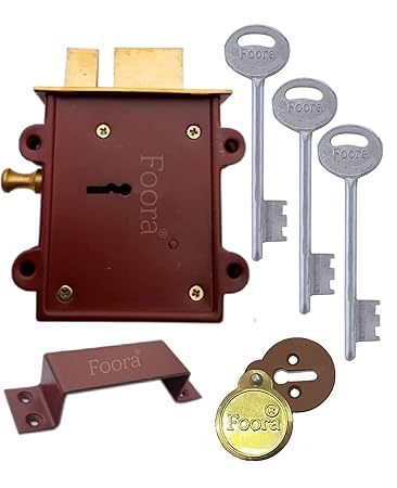 Foora Entry 2in1 Door Interlock 3 Keys with A Tower Bolt, 8 Lever Operated Both Side of The Door Lock (Brown, Polished Finish)