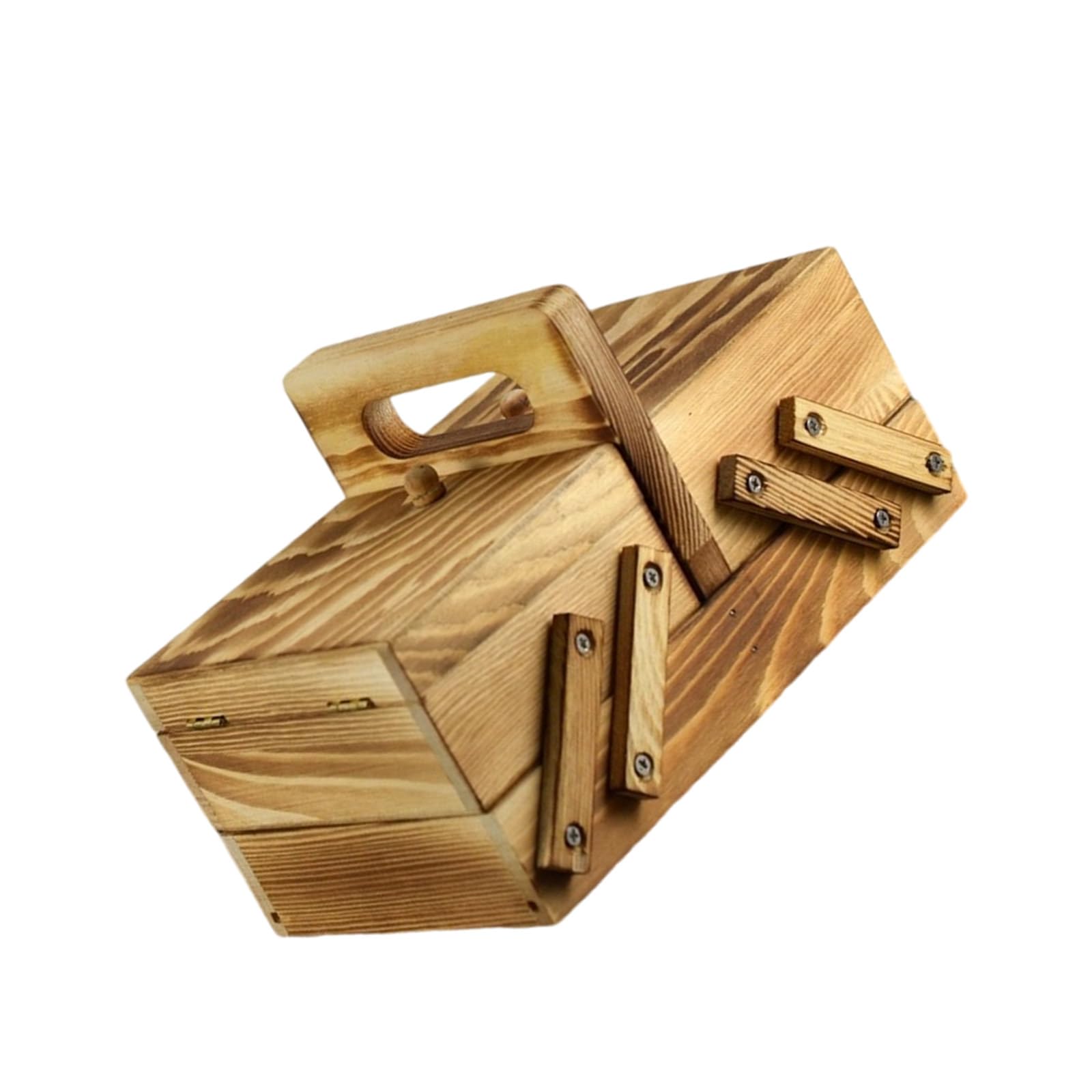 Caja organizadora de costura plegable de madera, caja de almacenamiento de herramientas de costura, organizadores de suministros de punto para bordar suministros de punto