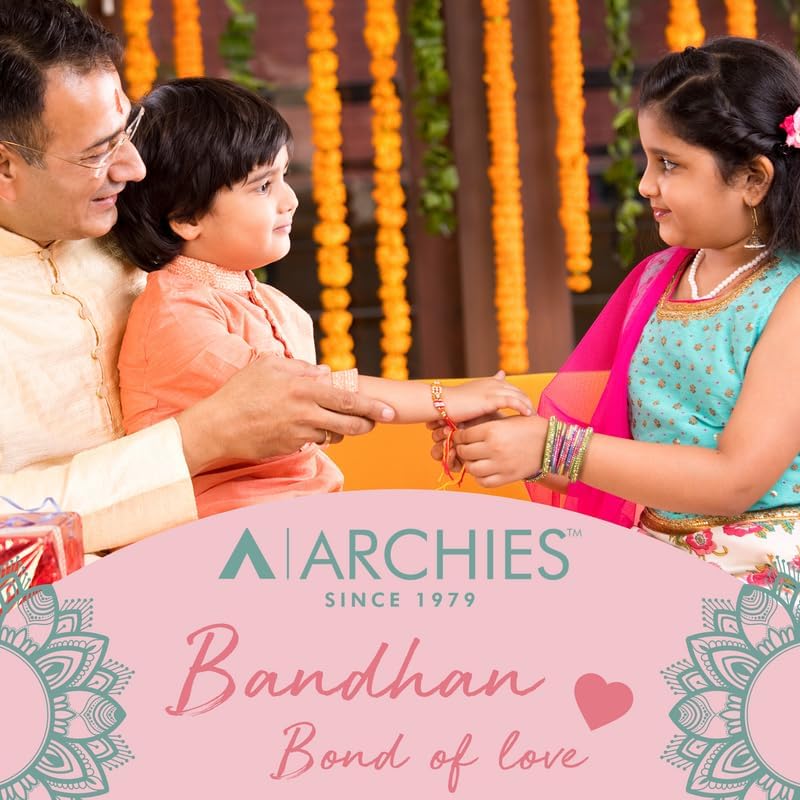 Image of ARCHIES Rakhi Collection For Rakshabandhan | Rakhi For Brother | Rakhi for Bhaiya and Bhabhi | Rakhi Combo Gift Hamper (CEREMONIAL-TRADITIONAL STYLE RAKHI COMBO)