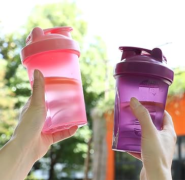 Shaker Bottle For Protein Powder Blender Plastic Workout Water Bottle 400 ml with Mixball Non-Leak Cap Shaker Cups for Fitness Sports Gym Supplement Drinks Bottles