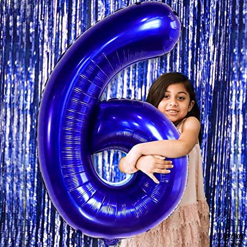 Image of KatchOn, Giant Navy Blue Number 6 Balloon - 40 Inch | 6th Birthday Balloon for 6th Birthday Decorations | 6 Balloons for Birthday | Number Balloons for Anniversary Decorations