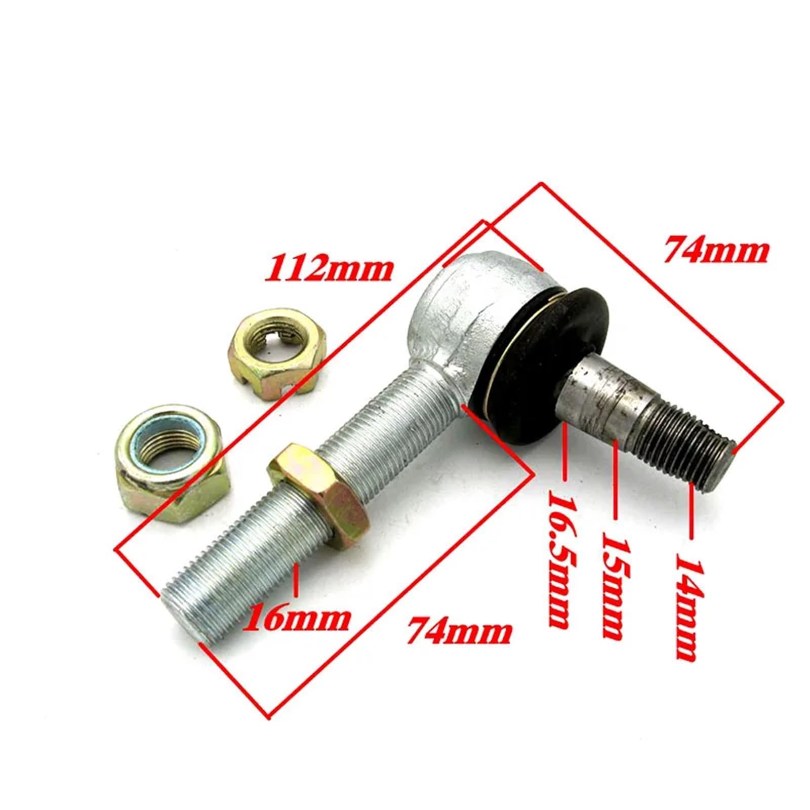1 szt. Zestaw drążków kierowniczych, przegub kulowy do 110cc 125cc Quad Dirt Bike, pasuje do ATV Buggy Go Kart, motocykl M14 14x16mm(2pcs)