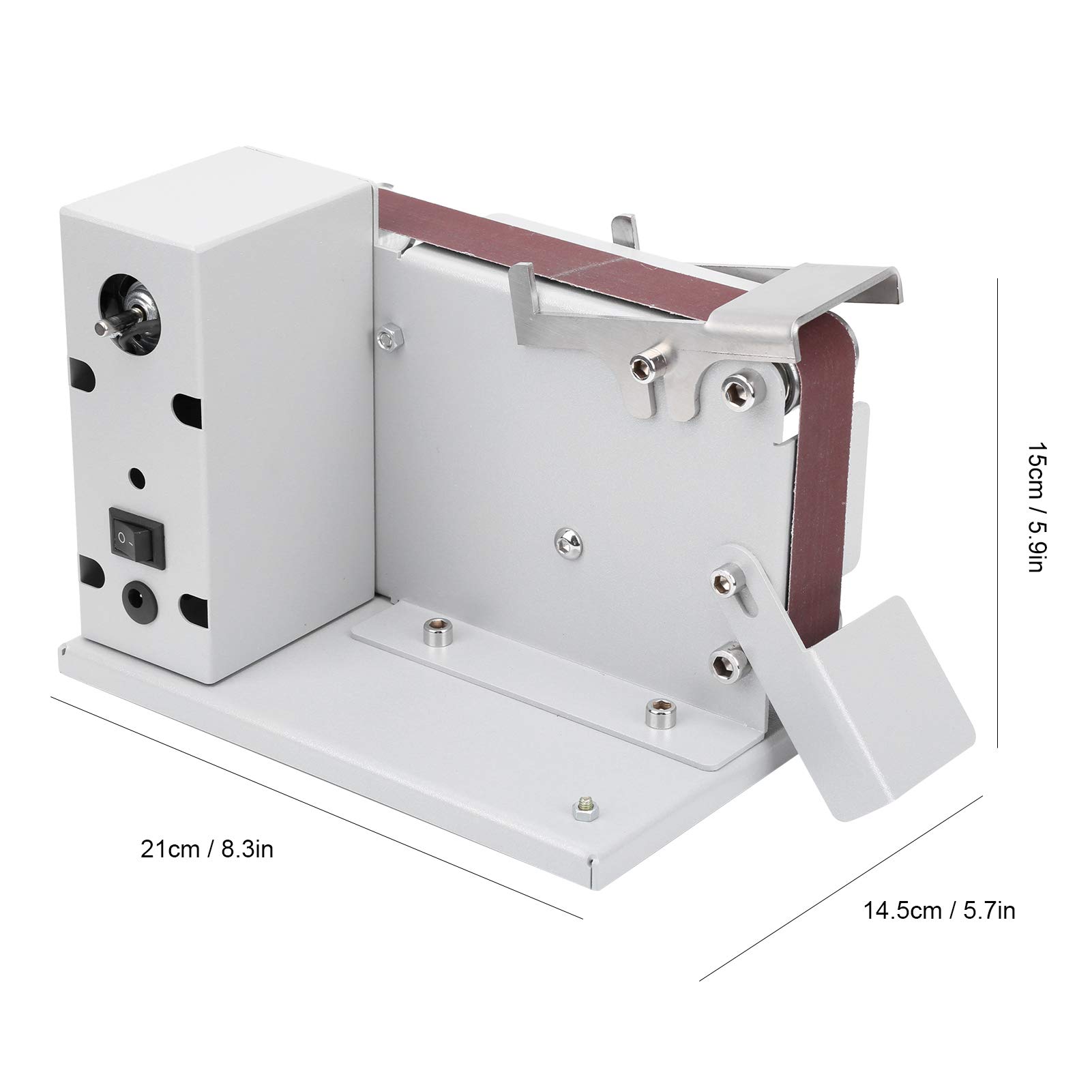 Amoladora de Banda Eléctrica Mini Amoladora Plana con Rodamiento Doble Incorporado y 10 Cinturones Abrasivos para Metal, Madera, Plástico, Aluminio (Enchufe de la UE)