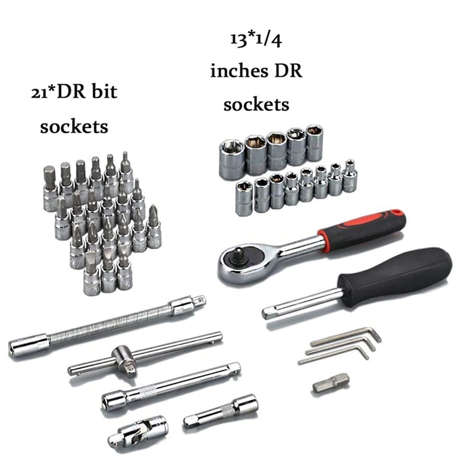 Set di Chiavi a Cricchetto, Set di Chiavi Combinate Testa Flessibile Chiave Combinata a Cricchetto Chiave Metrica Utensili a Mano Coppia di Attrezzi a Bussola Set di Chiavi per Riparazione Auto (Col