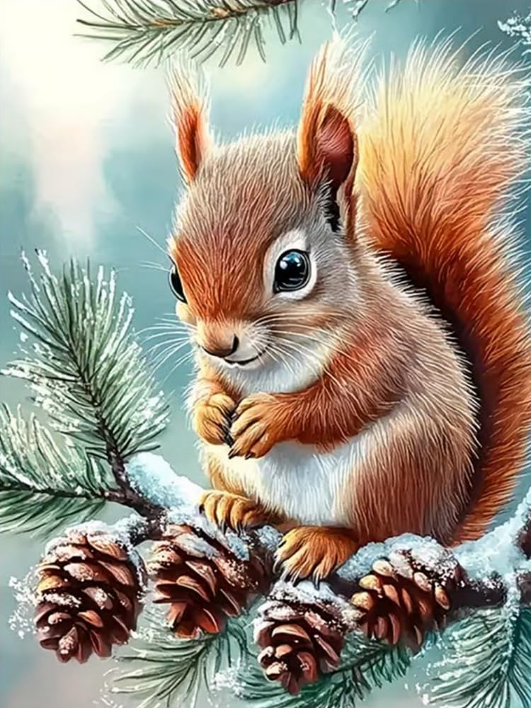 COKYIS Cross Stitch Kits for Adults Stamped 11CT Printed Cross Stitch Kit Squirrel Counted Embroidery Kits for Beginner Wall Art Home Decoration 40x50cm