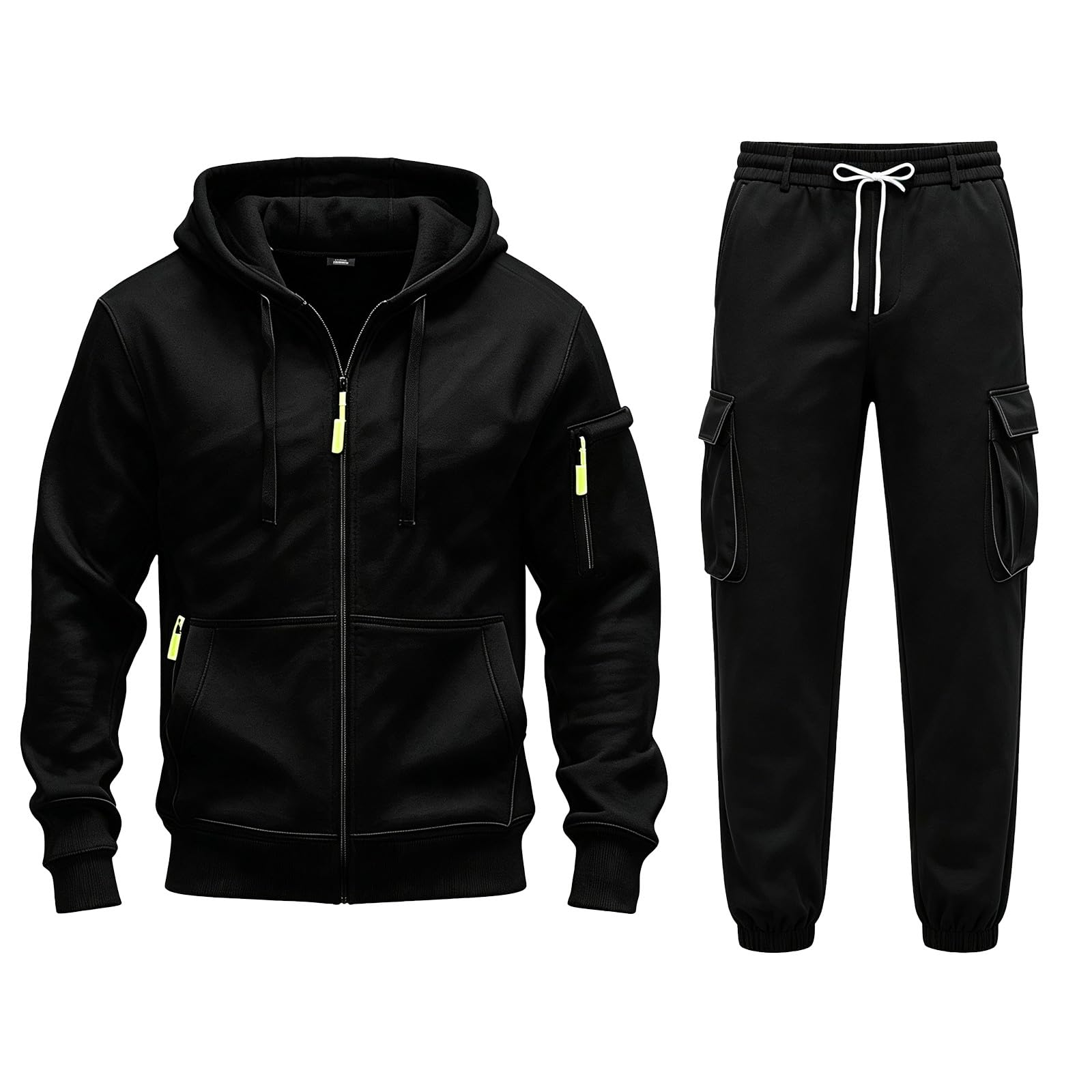 Sudadera con capucha cremallera para hombre, versátil, con pantalón trabajo