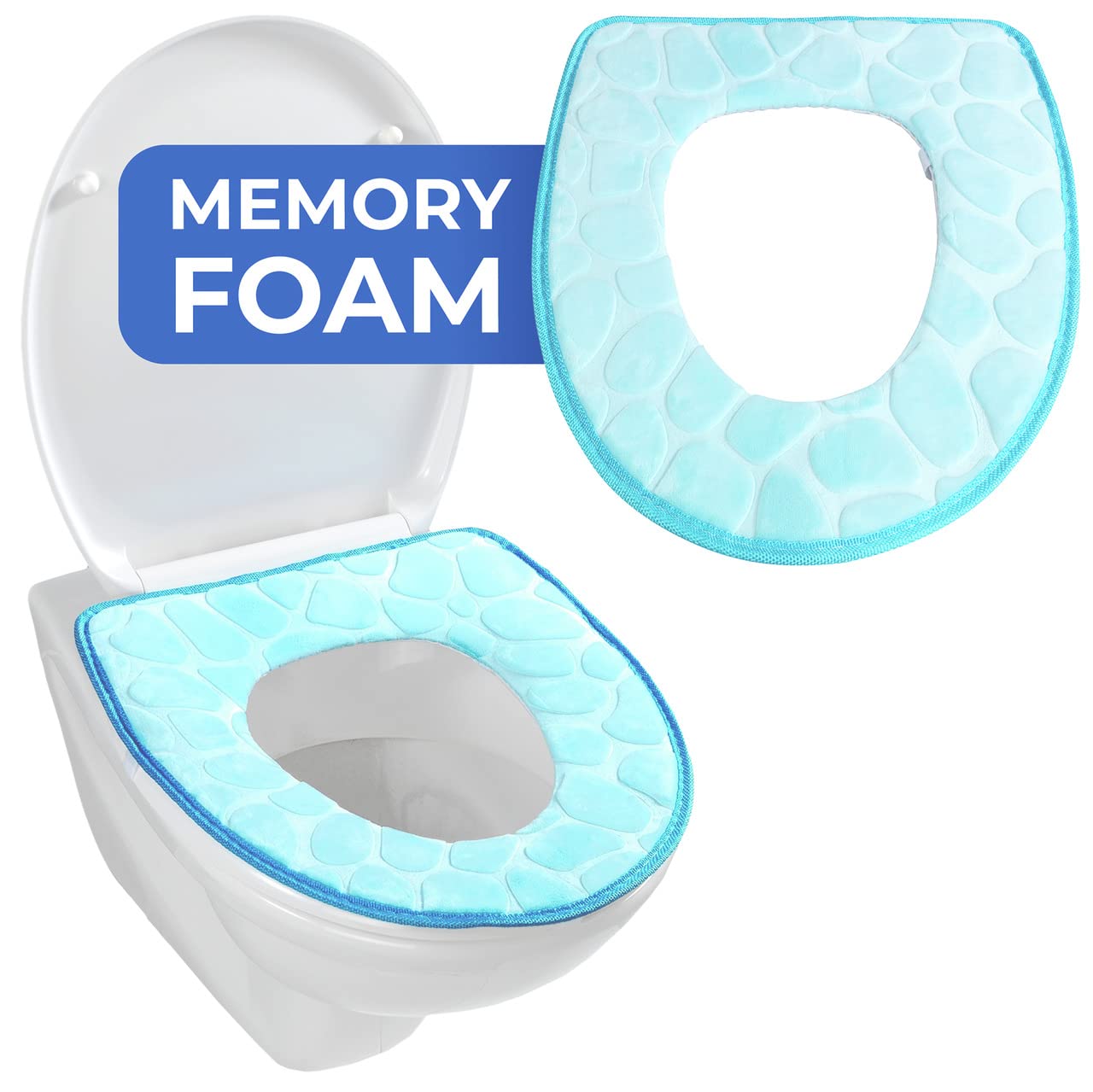 WENKO Poduszka na deskę sedesową Memory Foam niebieska