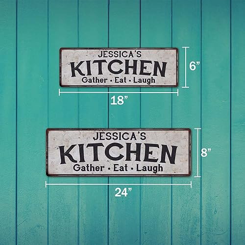 Miniatura 3 de Letrero de cocina personalizado para decoración de despensa, decoración de comer, letreros de bienvenida con texto en inglés "Gather Laugh Moms",