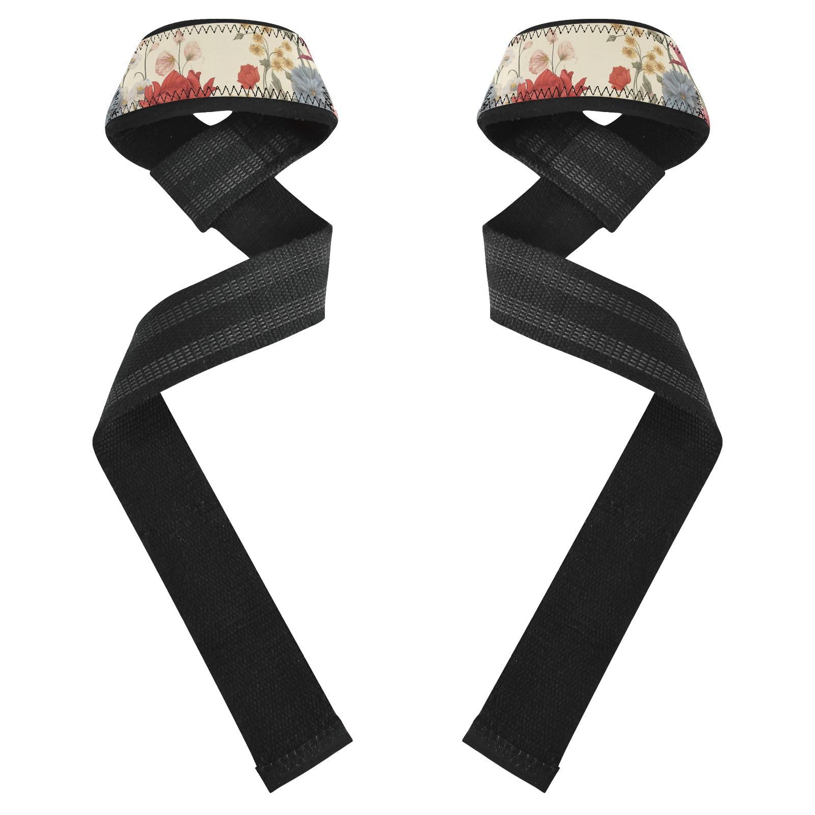 Nander Spring Wildflowers Wrist Straps for Weightlifting,Lifting Straps with Neoprene Cushioned Wrist Padded and Anti-Skid Silicone for Strength Training,Bodybuilding,Deadlifting