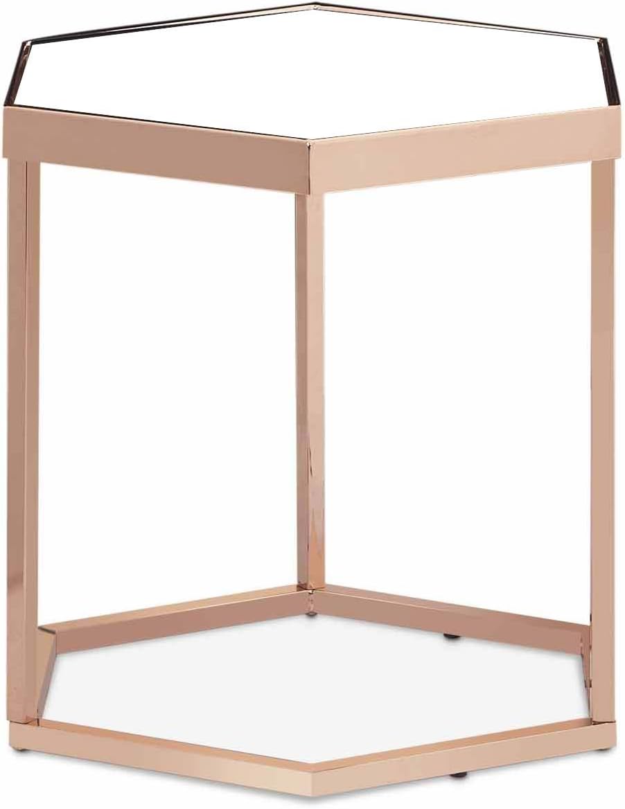 Ottmar Hexagonal Glass Side Table – Metal Frame – Modern Design [German Language Product, Image has been Mirrored/Secure/Glass, Copper Metal B0016335DE