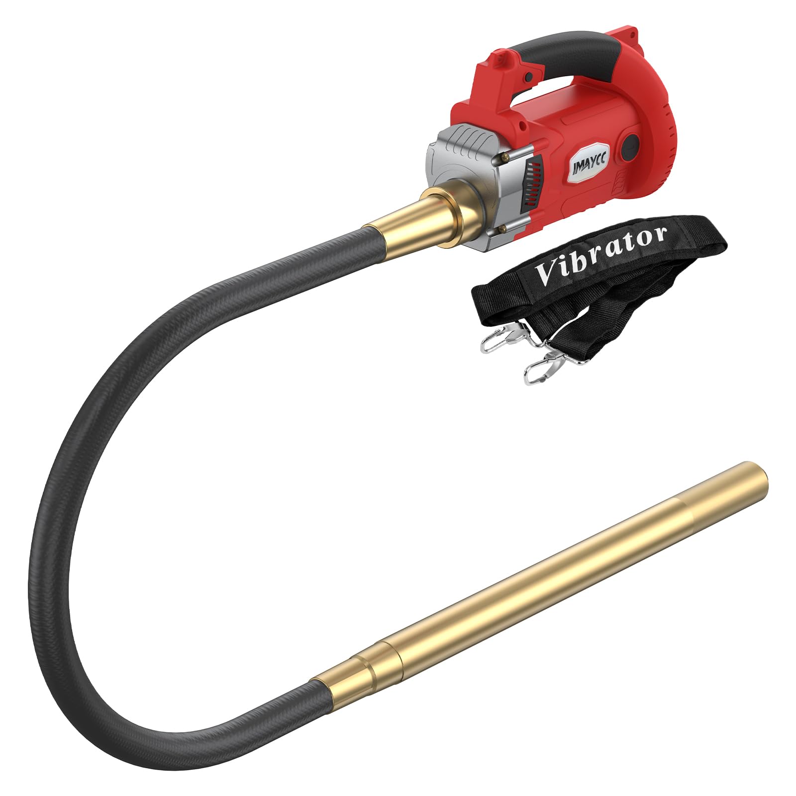 IMAYCC1600W Vibrateur en Béton avec Sangle de suspension réglable,Vibrateur de Construction Electrique 5000 tr/min,Longueur de Cuivre Tige Vibrante 2M,Diamètre de l'arbre de Vibration 38mm