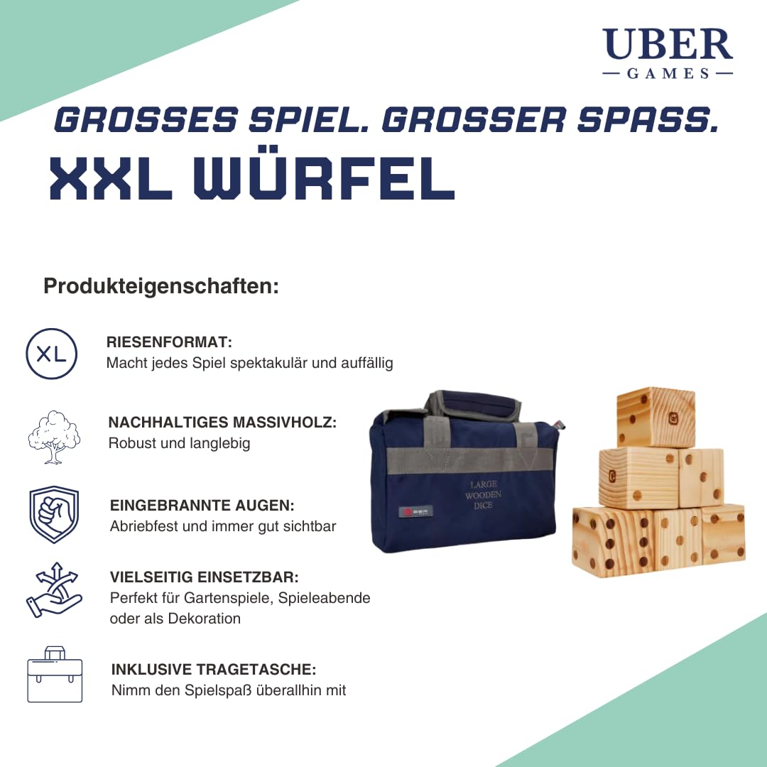 Würfelspiel - Würfel Aus Holz Groß 9 * 9 * 9cm Outdoor Lustige Spielsets Holz Würfelspiele für Kinder und Erwachsene für Indoor Oder Outdoor Partys Marke (Weiss)