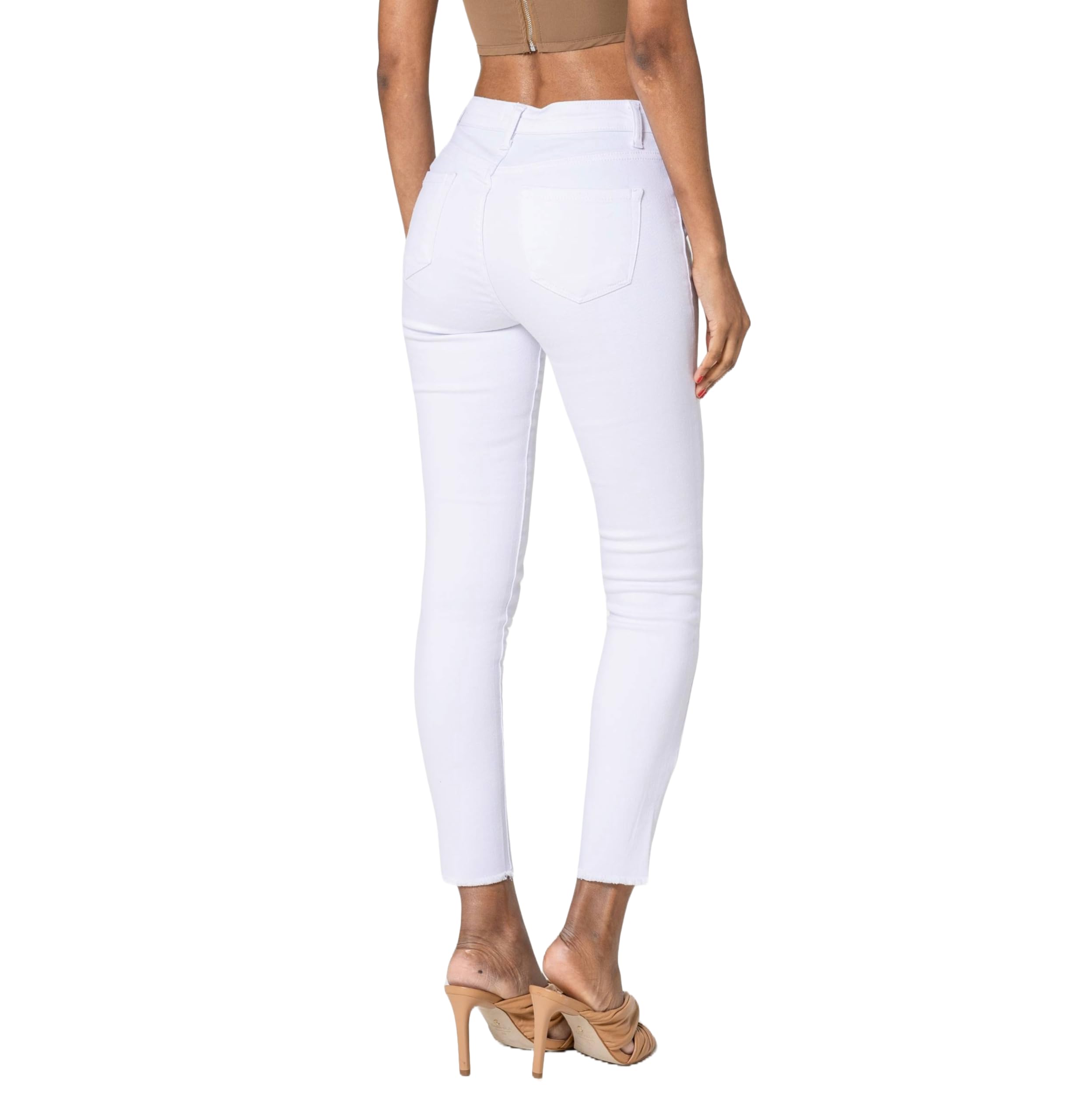 Nina Carter P077 Jean coupe skinny pour femme, taille haute, aspect usé, effet délavé