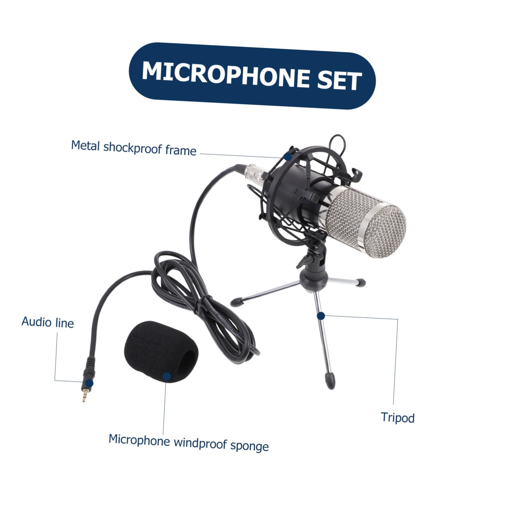 Microfono Condensatore per Chat Accessorio Ktv Multifunzionale per Live Streaming Riunioni e Uso Domestico Compatto e Pratico