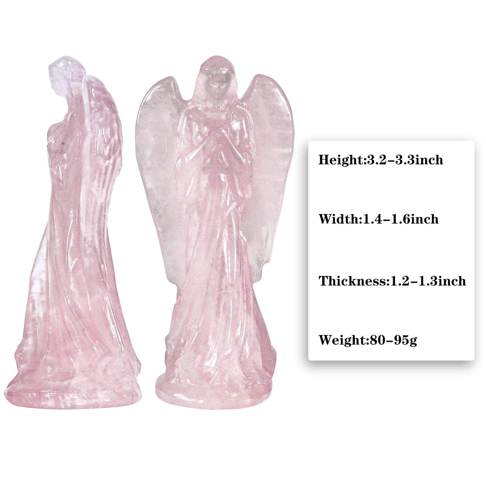 KYEYGWO Crystal Guardian Angel Figurine Hand Carved Stone Prayer Statue Peace Love Lucky Reiki Sculpture for Home Decoration Rose Quartz - Image 2