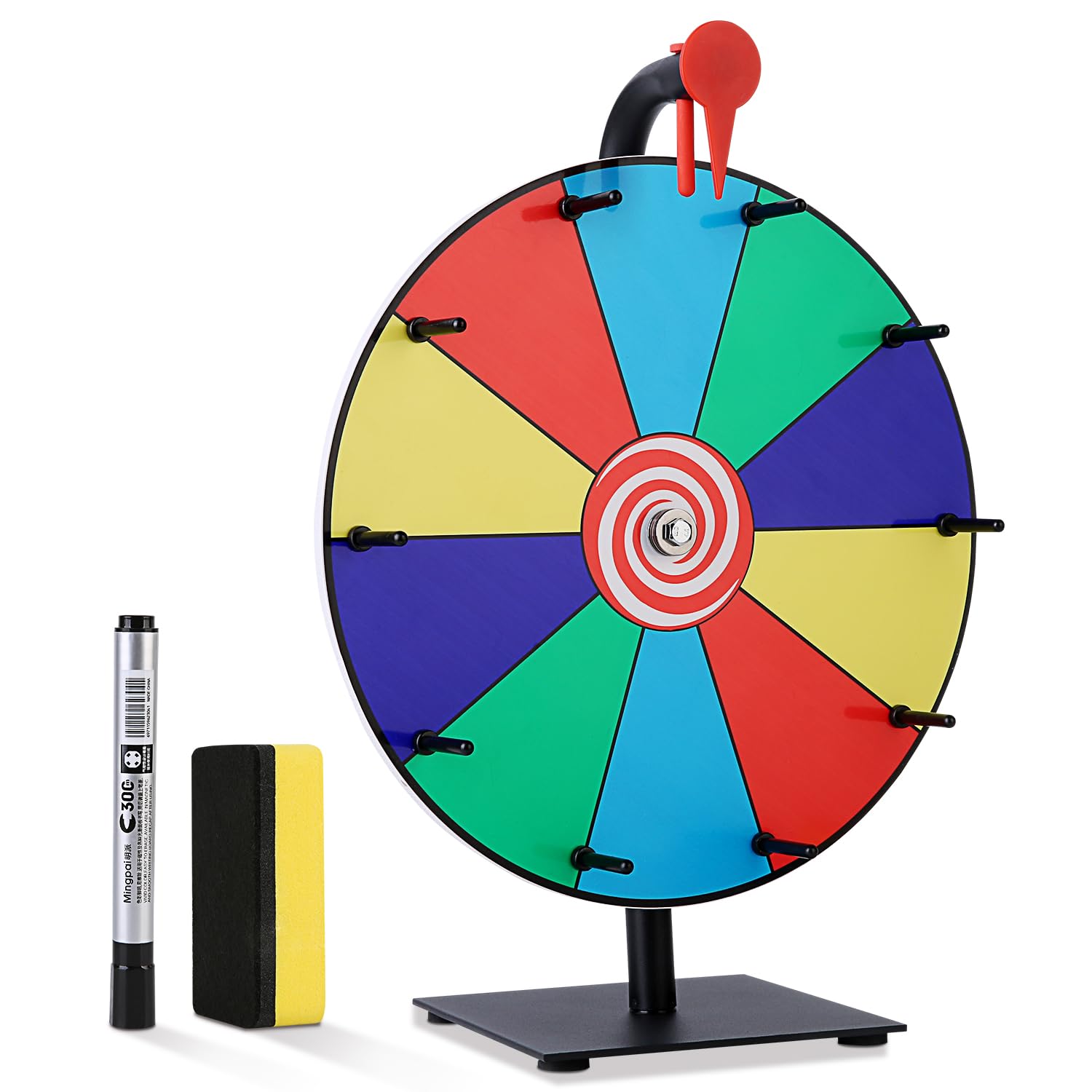 Bollmisde 12 Inch Spinning Wheel for Prizes, Spinning Wheel for Prizes, 10 Slots Spinner with Stand, Spin The Game for Parties, and Classroom Activities