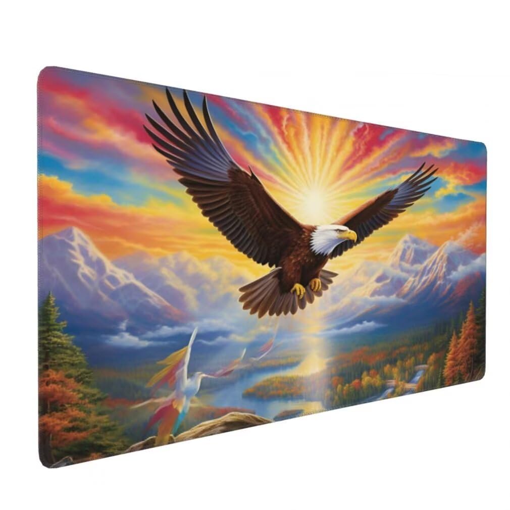Tappetino Mouse XXL 1200x600mm Montagna Innevata Grande Mouse Pad, Tappetino Scrivania con Bordi Cuciti, Grande Mousepad Gaming con Base Antiscivolo per Giocatori, Ufficio e Casa (Aquila) -MP1546