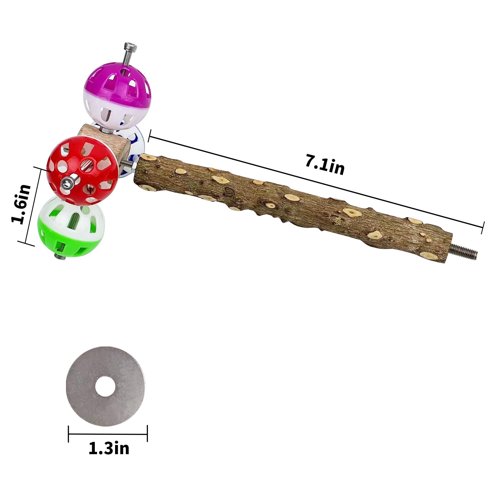 FlidRunest Natural Pepper Bird Stand Perch with Rotating Balls Puzzle for Cage Birds - Boredom Reducing Toys for Parakeets, Parrots, Cockatiels, Conures, Budgies