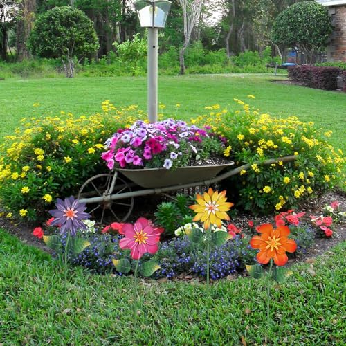 hogardeck-Metal-Flower-Decorative-Garden-Stakes4-Pcs-19-Outdoor-Garden-Decor-with-Shaking-Flower-Head-Yard-Stakes-Yard-Art-Spring-Decorations-for-Patio-Lawn-Pink-Yellow-Purple-Orange hogardeck Metal Flower Decorative Garden Stakes4 Pcs 19 Outdoor Garden Decor with Shaking Flower Head Yard Stakes Yard Art Spring Decorations for Patio Lawn Pink Yellow Purple Orange