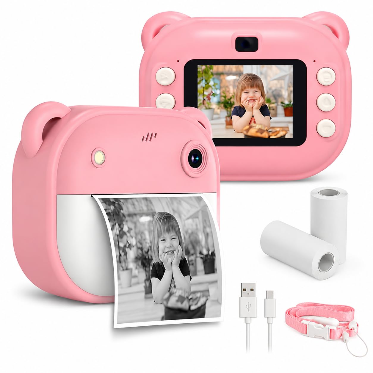 Instant Print Kids Camera with Thermal Paper – HD Digital Camera for Children | Safe, Rechargeable, Selfie & Video | Fun Gift for Boys & Girls (Pink)-image-38