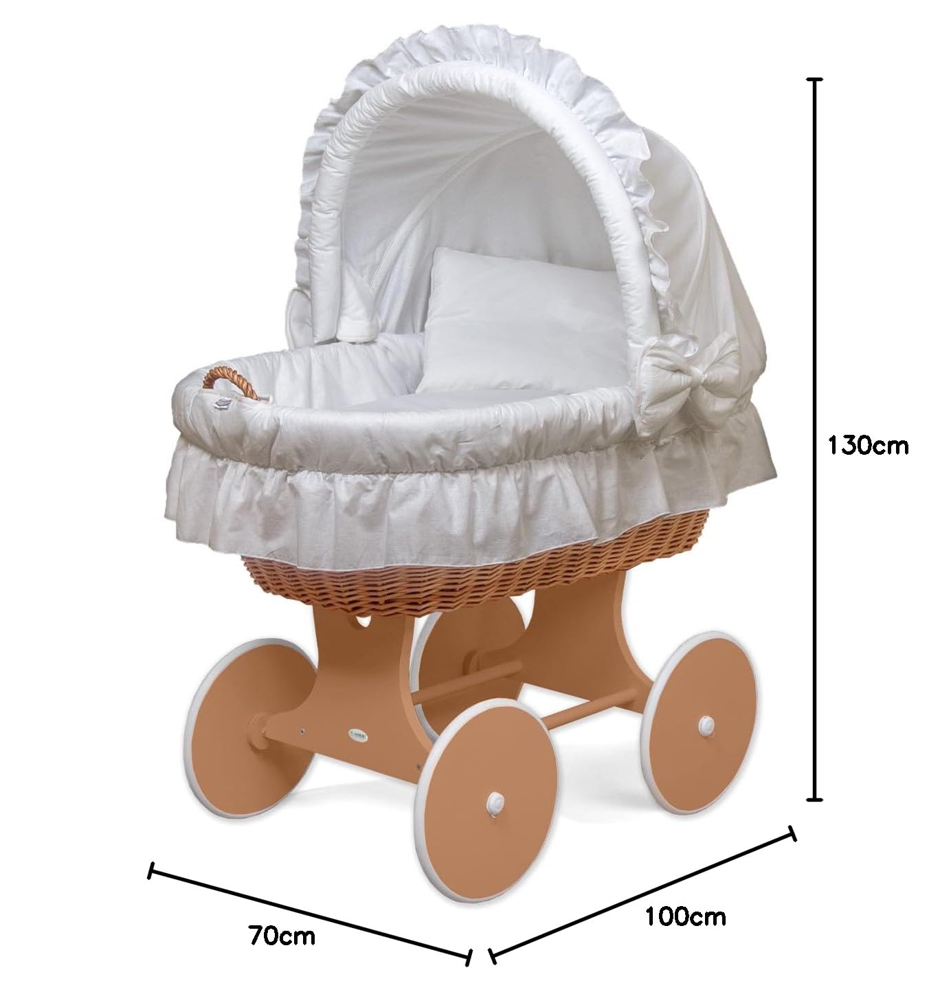 waldin Baby Stubenwagen-Set mit Ausstattung, XXL, Bollerwagen, komplett, 11 Modelle wählbar, Gestell/Räder lackiert, Stoffe weiß
