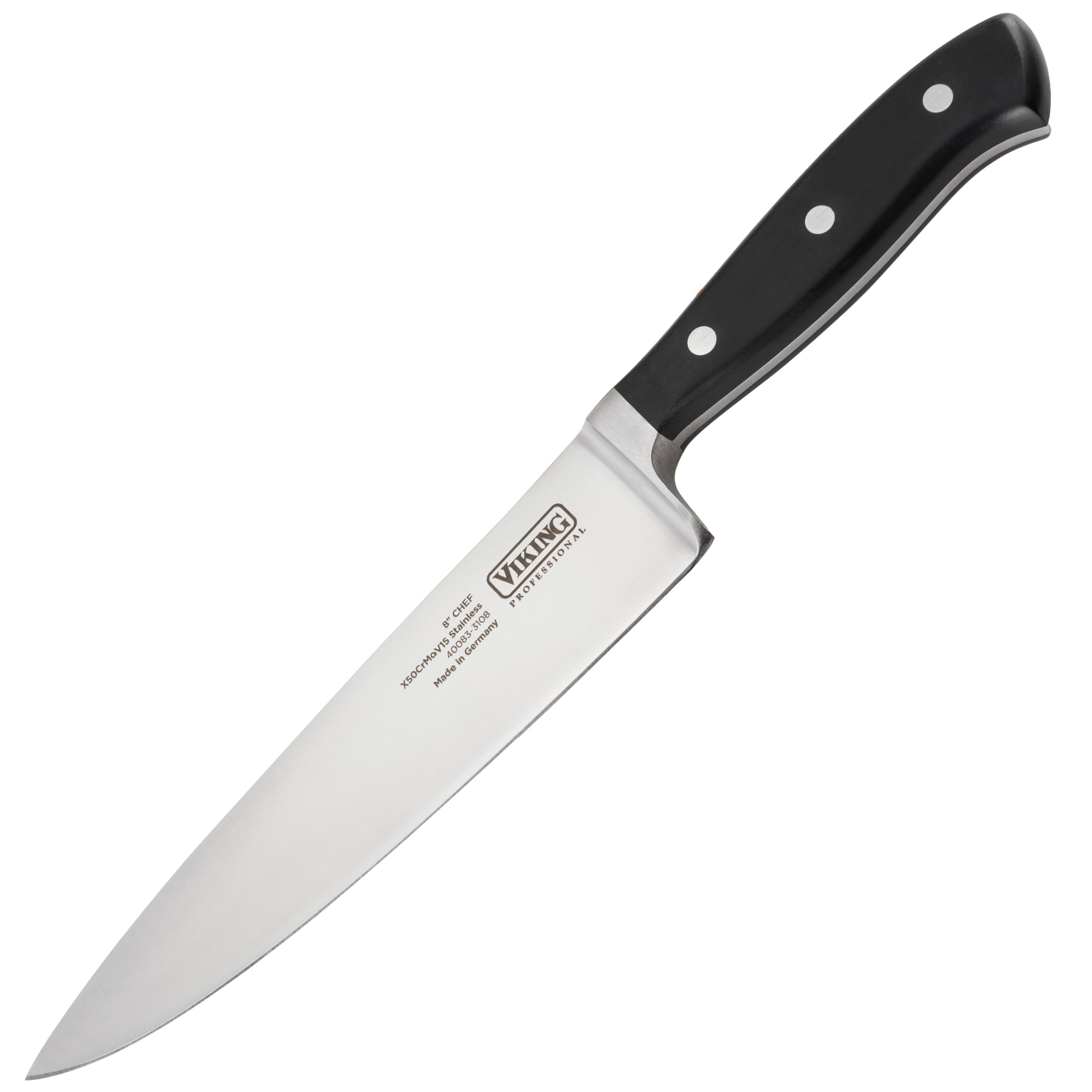 Photo 1 of Viking 8 Inch Chef Knife, German Stainless Steel Kitchen Knife with Ergonomic Handle, Black