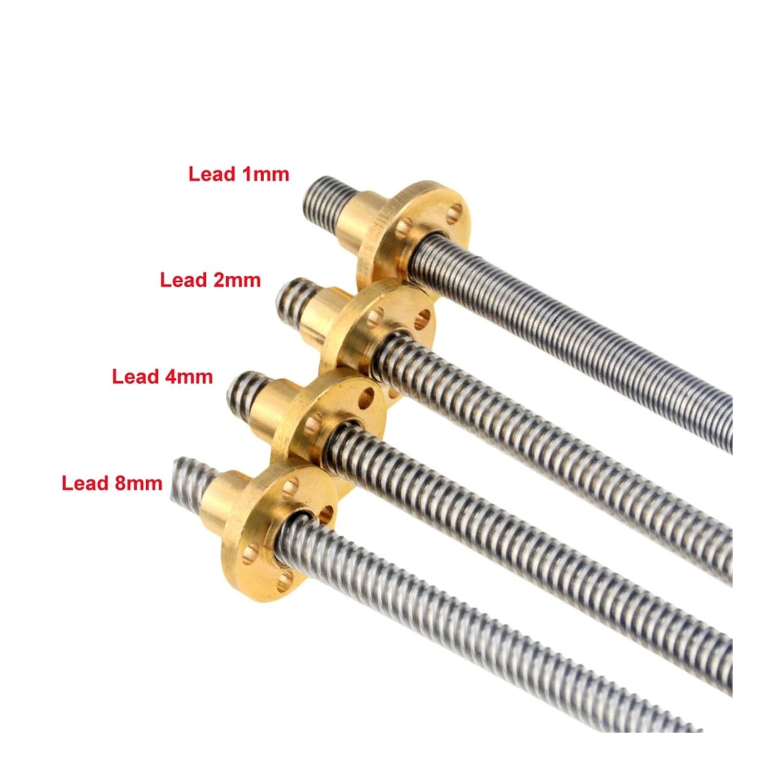 Metal Ball Screw nut 3pcs Trapezoidal Rod Lead Screw Thread 8mm T8 Pitch 2mm Lead 8mm Length 100mm-500mm with Brass Nut(300mm)
