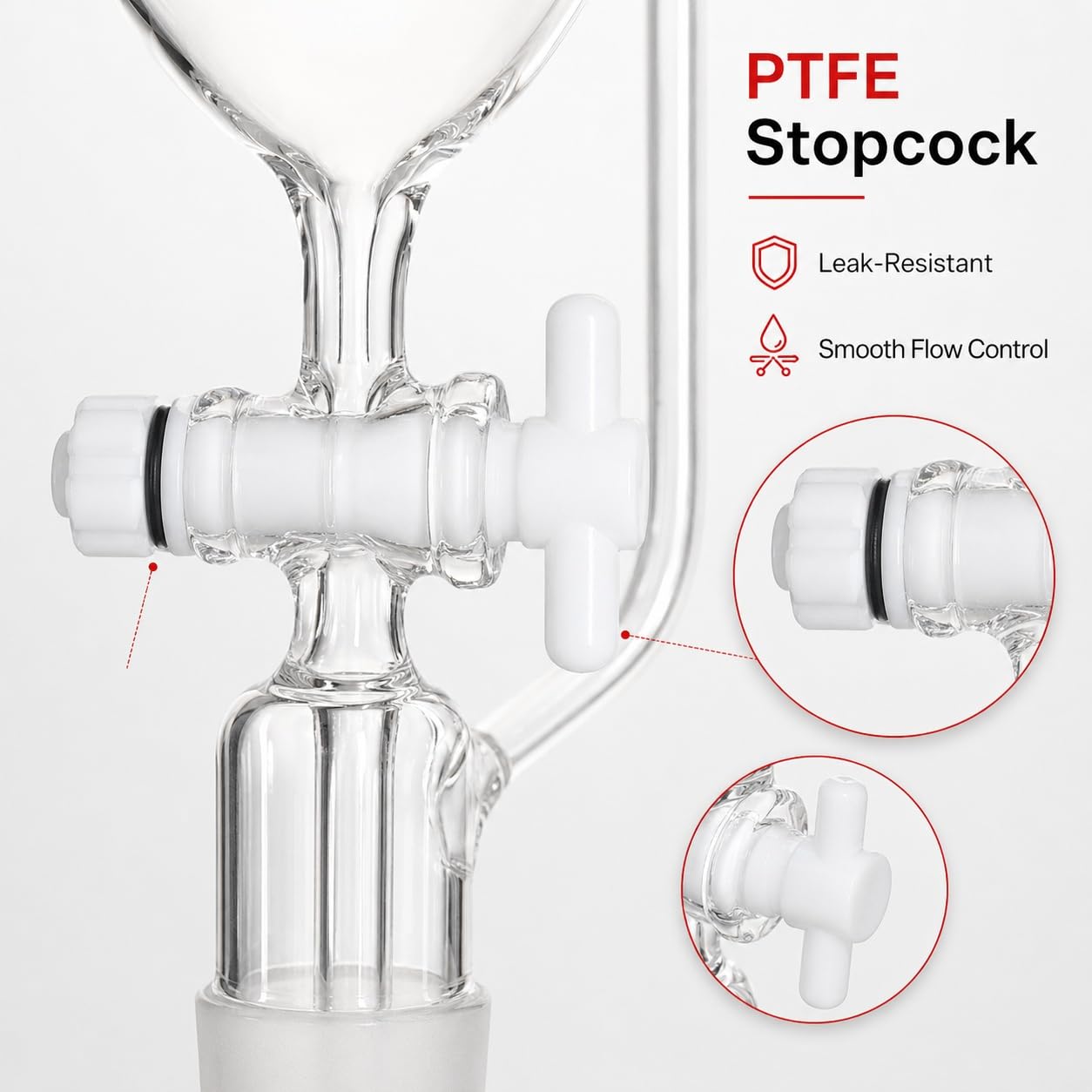 Druckausgleichstrichter aus Borosilikatglas PTFE Hahn Schliff-5000mL 29#