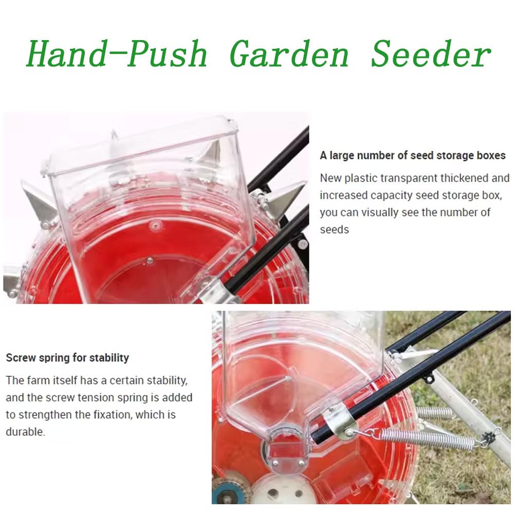 Seminatrice Manuale Seminatrice da Giardino a Spinta Manuale Seminatrice a rulli e applicatore di Fertilizzante, Seminatrice precisione a 12 becchi per piantatrice Fagioli Mais di Arachidi