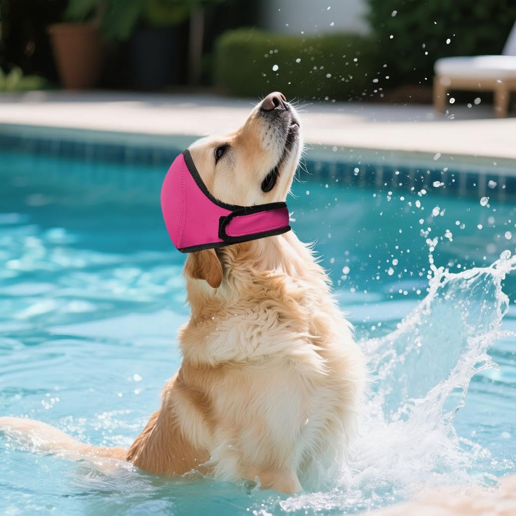 Dog Swimming Cap, Waterproof Ear Protection for Small, Medium & Large Dogs, Soft Comfortable Swim Hat for Puppies, Prevents Ear Infections During
