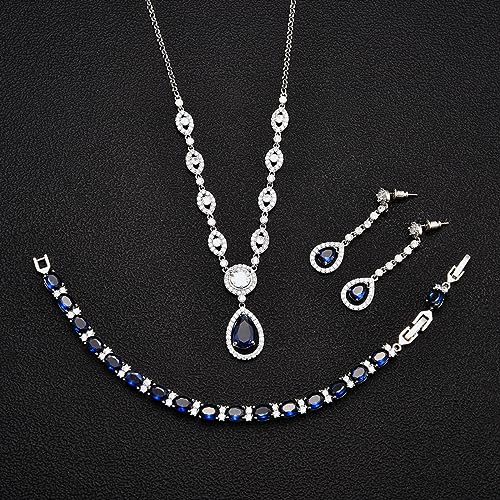 GULICX AAA Cubic Zirconia CZ Silver Plated Base Women's Party Jewelry Set Earrings Pendant Necklace3