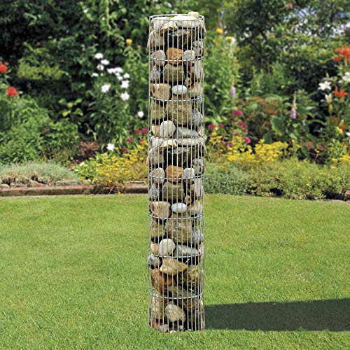 Preisvergleich Produktbild bellissa Gabionen-Steinsäule rund - 95545 - Dekorative Gabionensäule für den Außenbereich - Durchmesser 25 cm, Höhe 180 cm